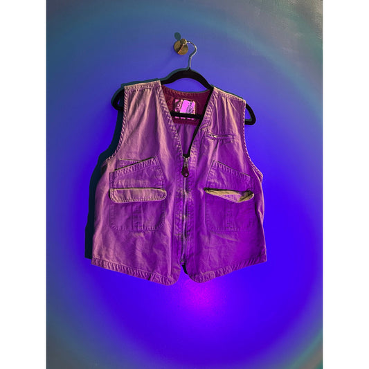 Genuine Diner Full Zip Front Pockets Green Vest Jacket Fishing Hiking Womens S/M