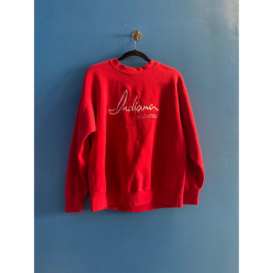 CRABLE SPORTWEAR Indiana Hoosiers Embroidered Red Sweatshirt Womens Large