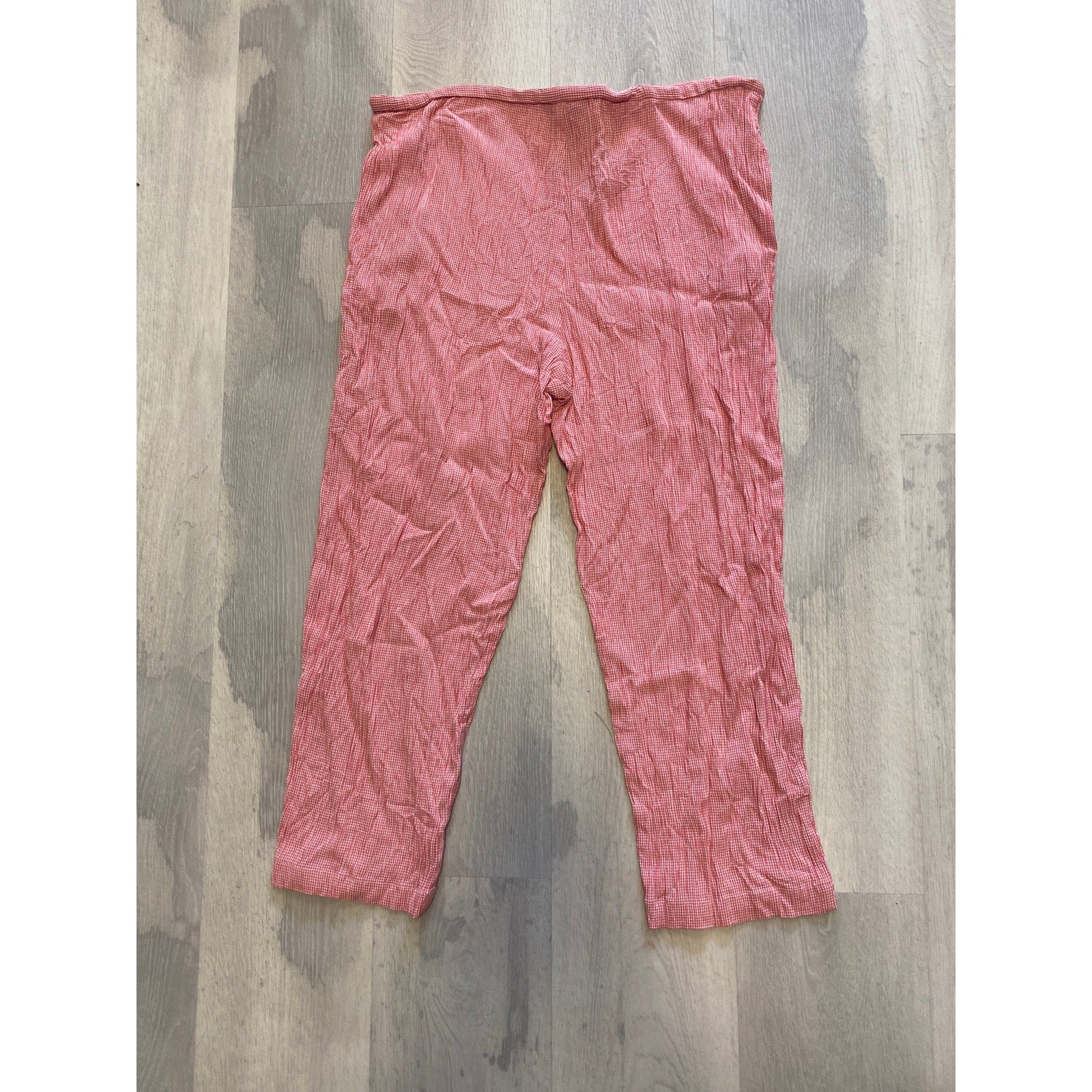 Vintage Bushwacker Red/White Gingham Pants Tie Waist Ankle Women's Small/Medium