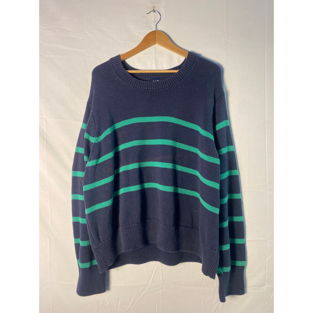 XXL Navy and Green Striped Gap Sweater