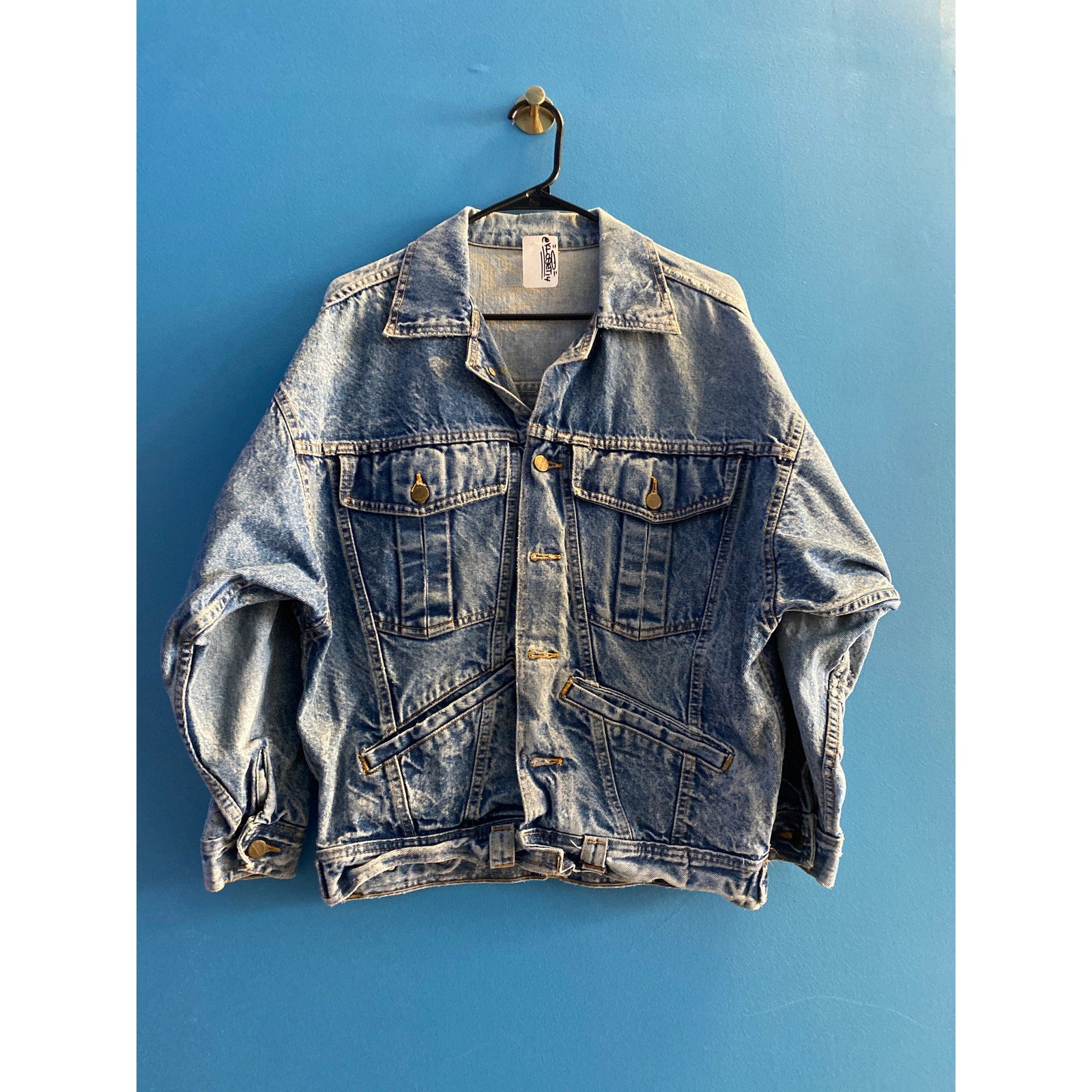 Palmetto's Blue Jean Button Up Jacket Chest Pockets Long Sleeve Men's Size M-L
